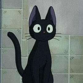 Kiki's cat, Jiji, from 'Kiki's delivery service' by Ghibli
